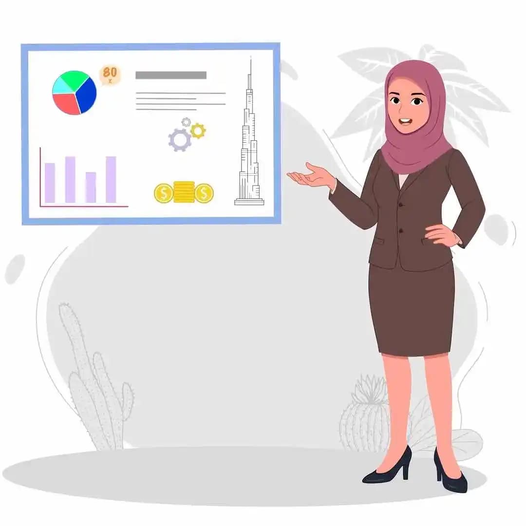 Muslim teacher hijab character talking animated vector pose AKA Aiza