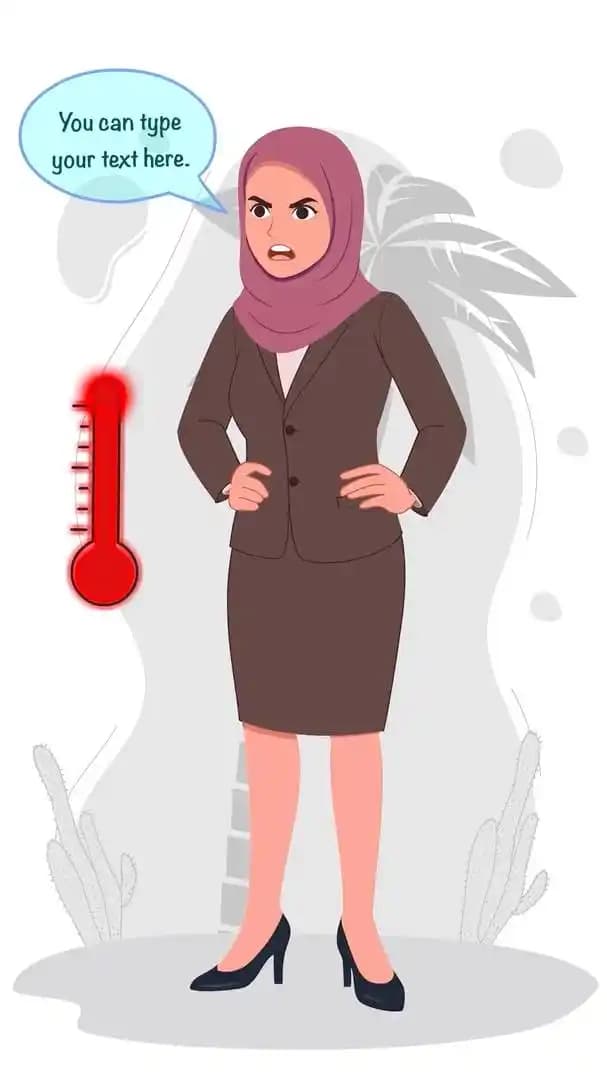 Muslim teacher hijab character angry animated vector pose AKA Aiza