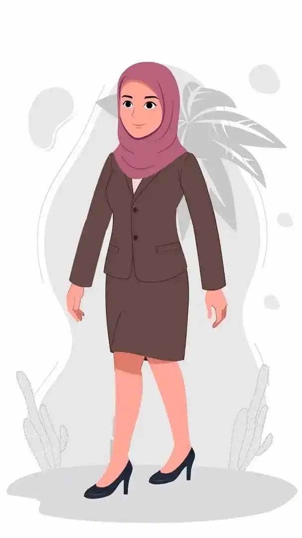 Muslim teacher hijab character walking animated vector pose AKA Aiza