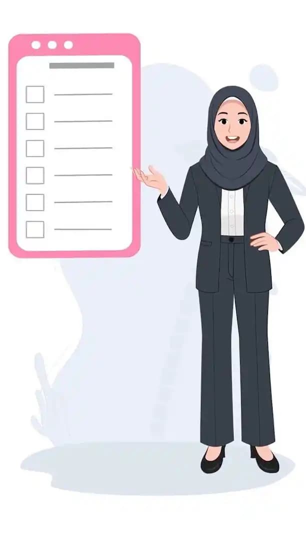 Hijab character woman in business attire animated talking cartoon vector AKA Sara
