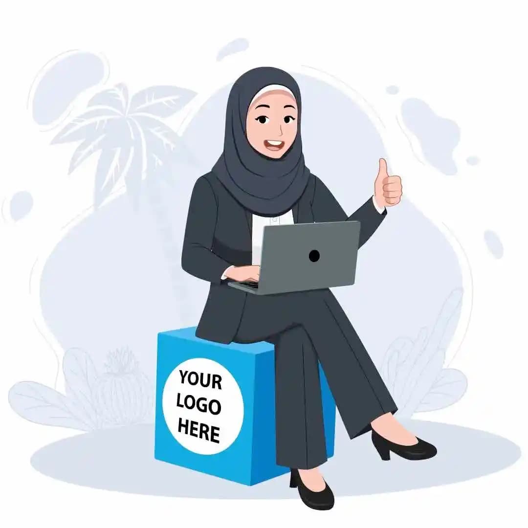 Hijab character woman in business attire doing thumbs up animated cartoon vector AKA Sara