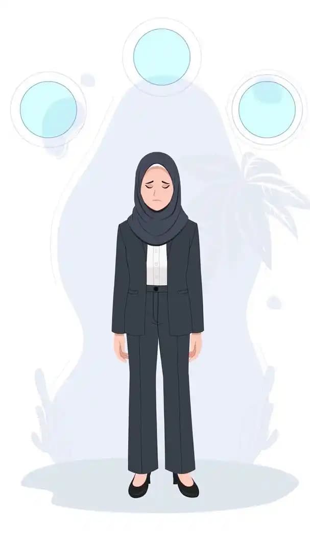 Hijab character woman in business attire sad animated cartoon vector AKA Sara