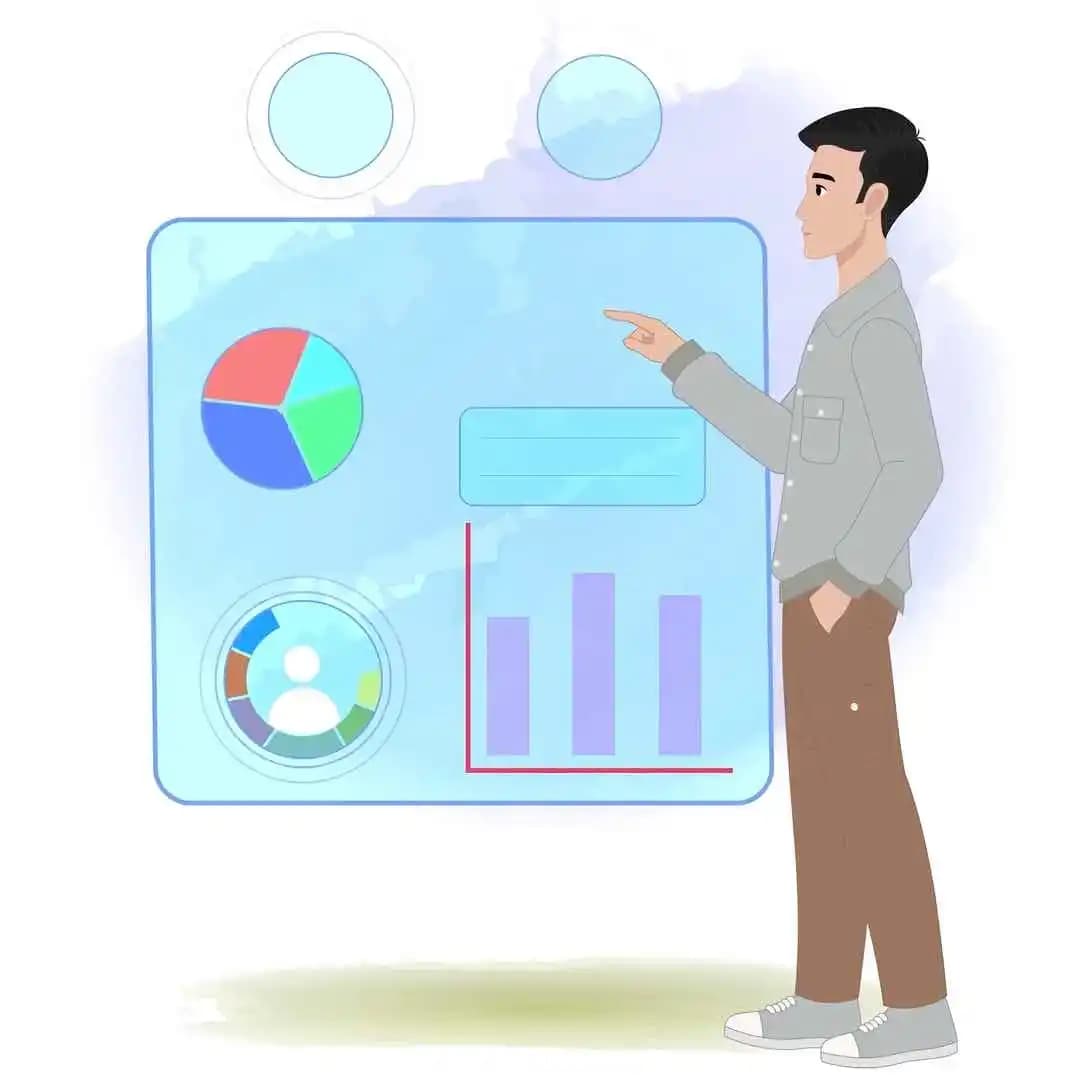 Cartoon man 2d character giving presentation animated vector AKA Logan