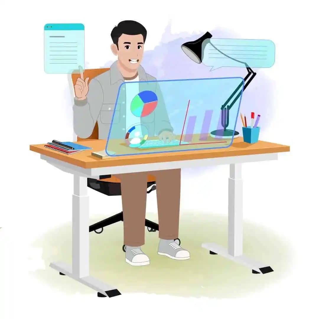 Cartoon man 2d character talking while working animated vector AKA Logan