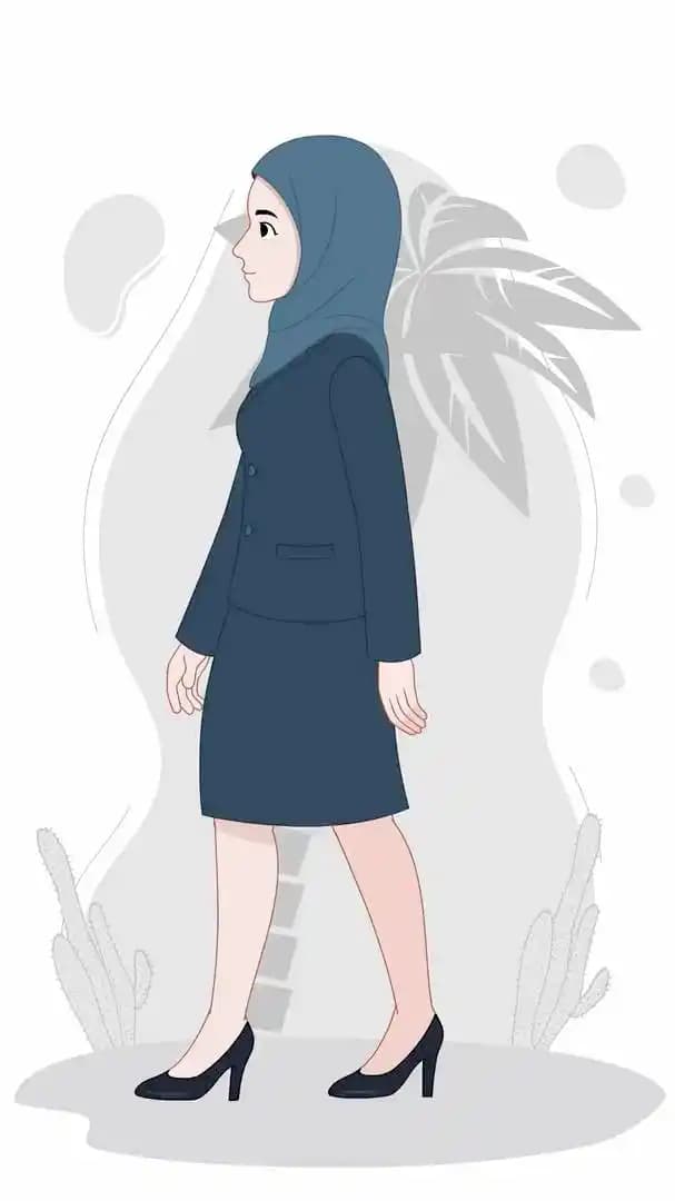 Muslim woman office character side walk cycle animated vector AKA Zainab