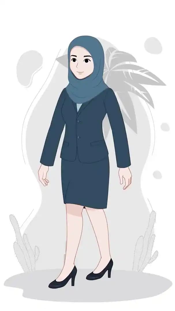 Muslim woman office character walking animated vector AKA Zainab
