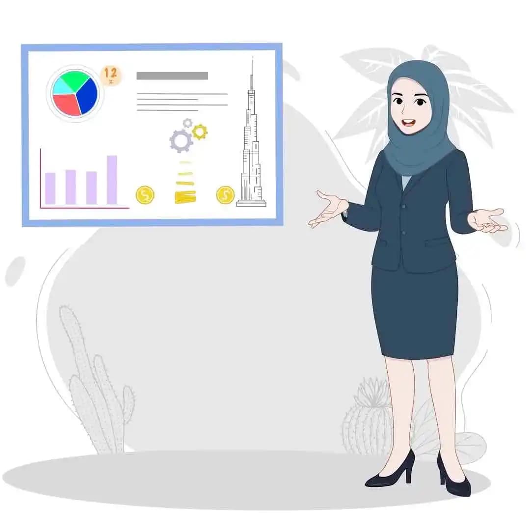 Muslim woman office character talking animated vector AKA Zainab