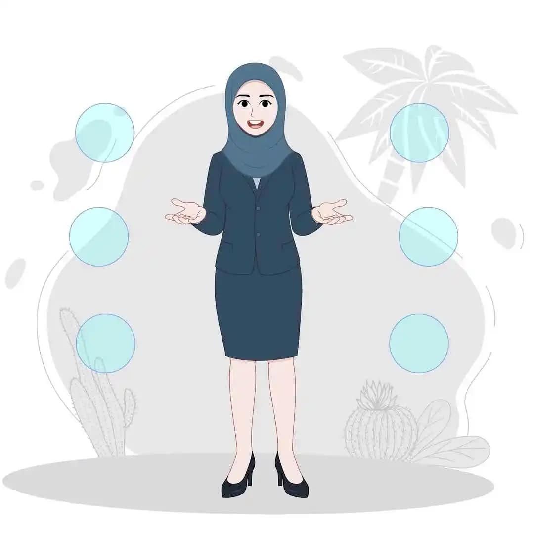 Muslim woman office character talking animation vector AKA Zainab