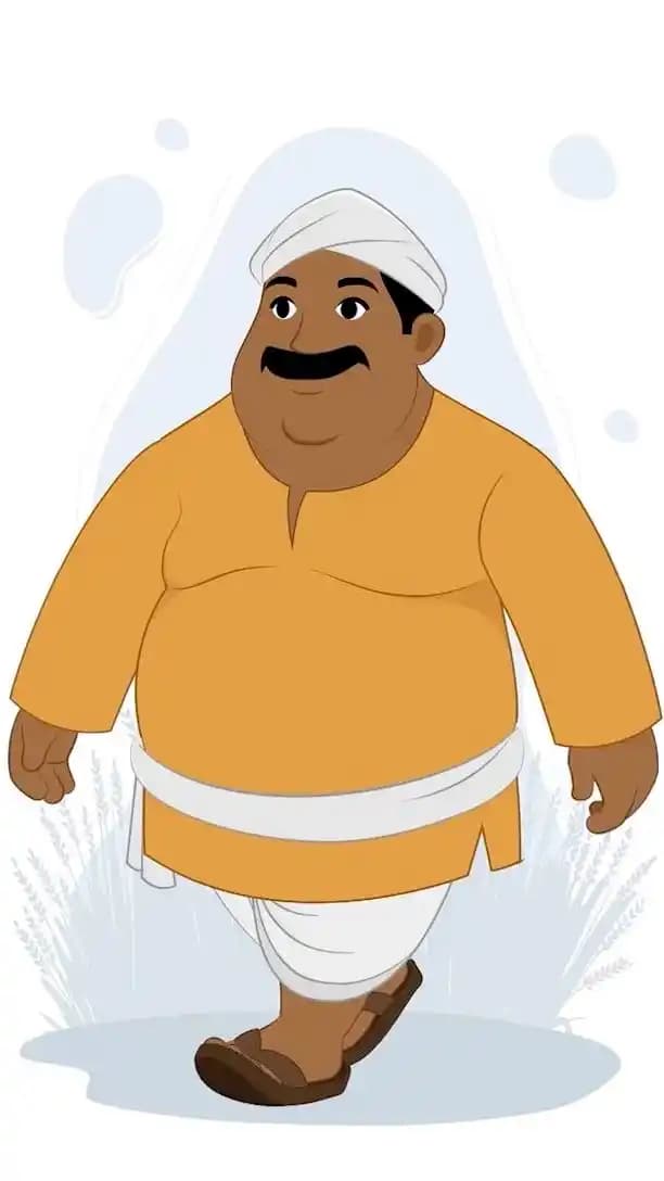 Indian village man farmer character walking animated cartoon vector AKA Maan Singh