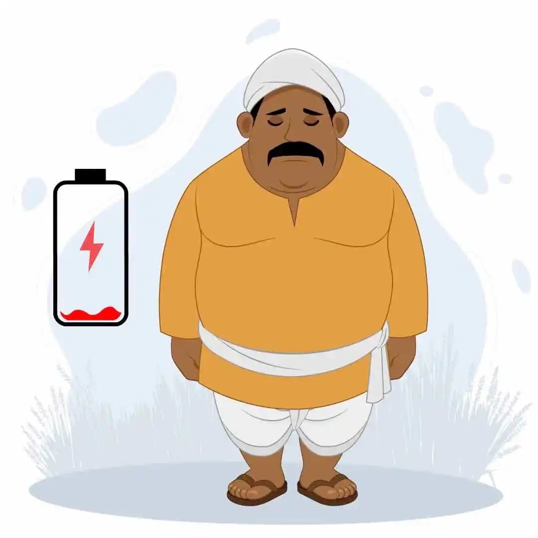 Indian village man farmer character sad animated cartoon vector AKA Maan Singh