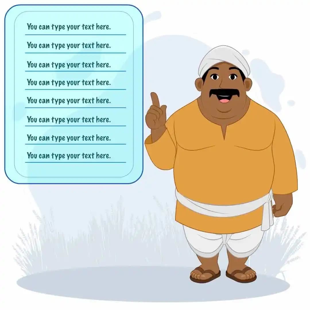 Indian village man farmer character talking animated cartoon vector AKA Maan Singh