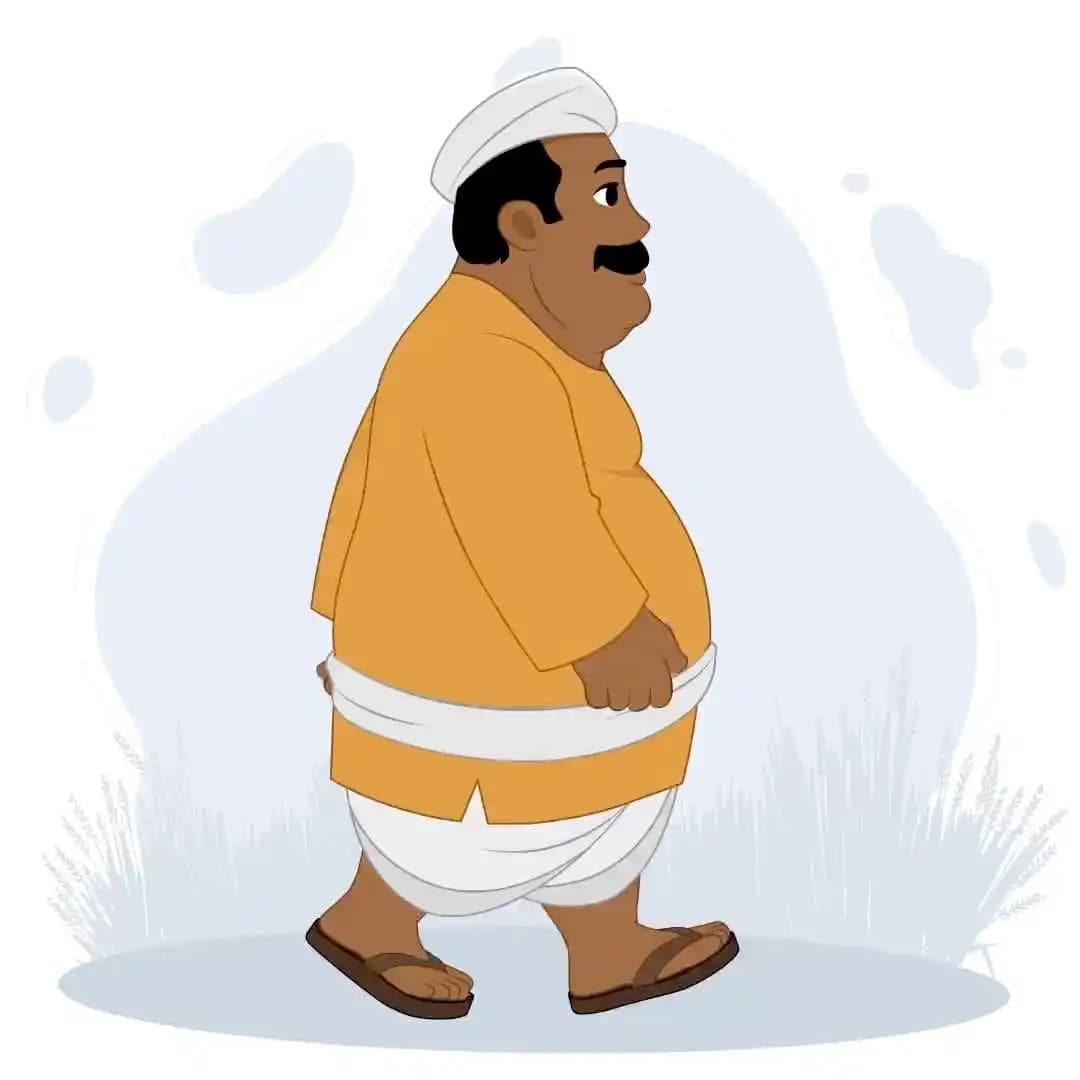 Indian village man farmer character side walk cycle animated cartoon vector AKA Maan Singh