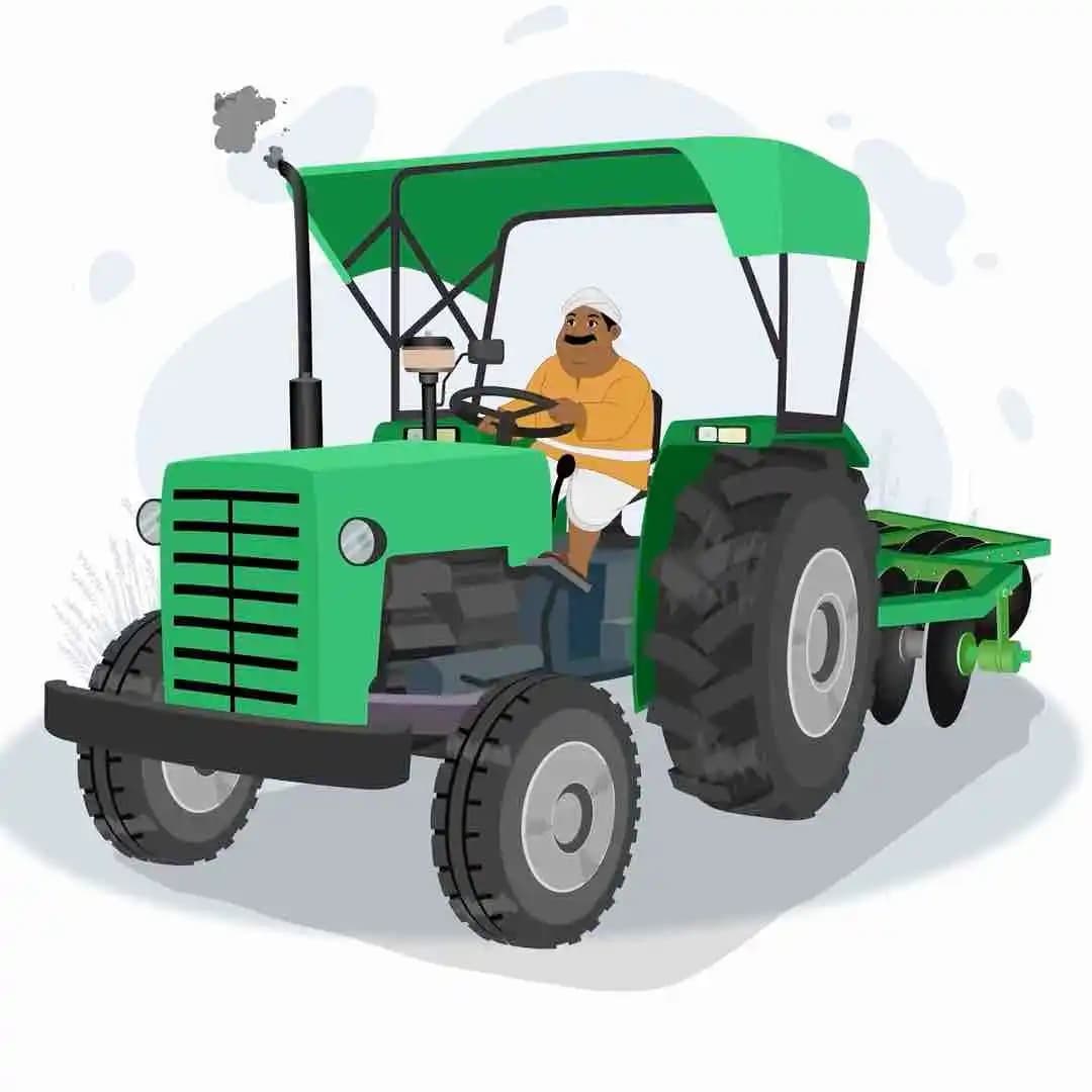 Indian village man farmer character driving tractor animated cartoon vector AKA Maan Singh