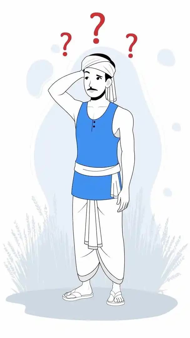 Indian village man farmer character confused animated cartoon vector AKA Ram Singh