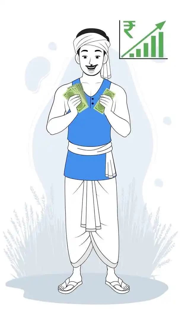 Indian village man farmer character counting money animated cartoon vector AKA Ram Singh