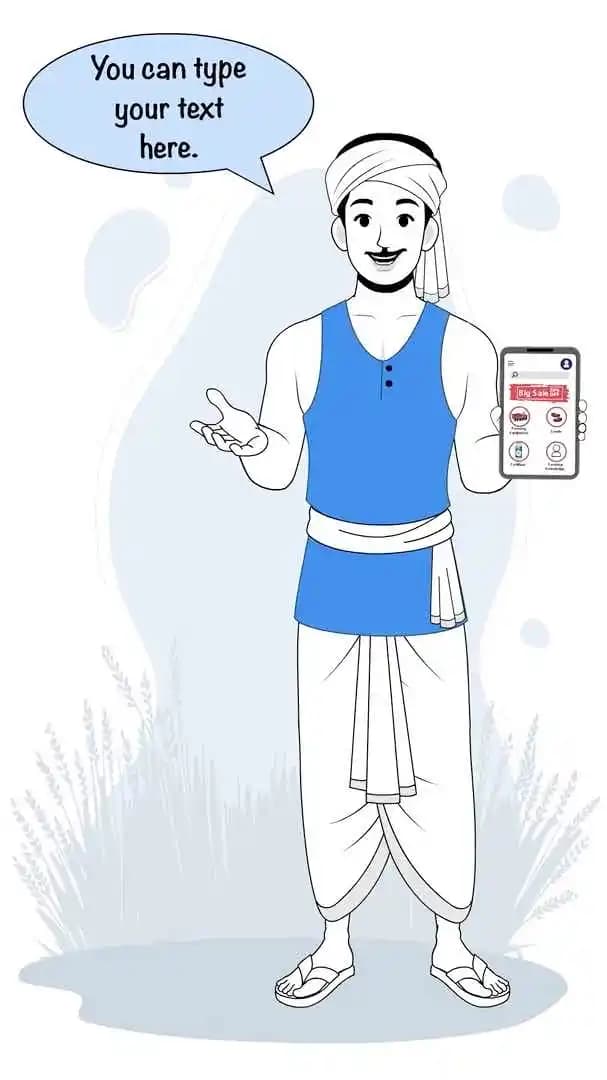 Indian village man farmer character explaining animated cartoon vector AKA Ram Singh