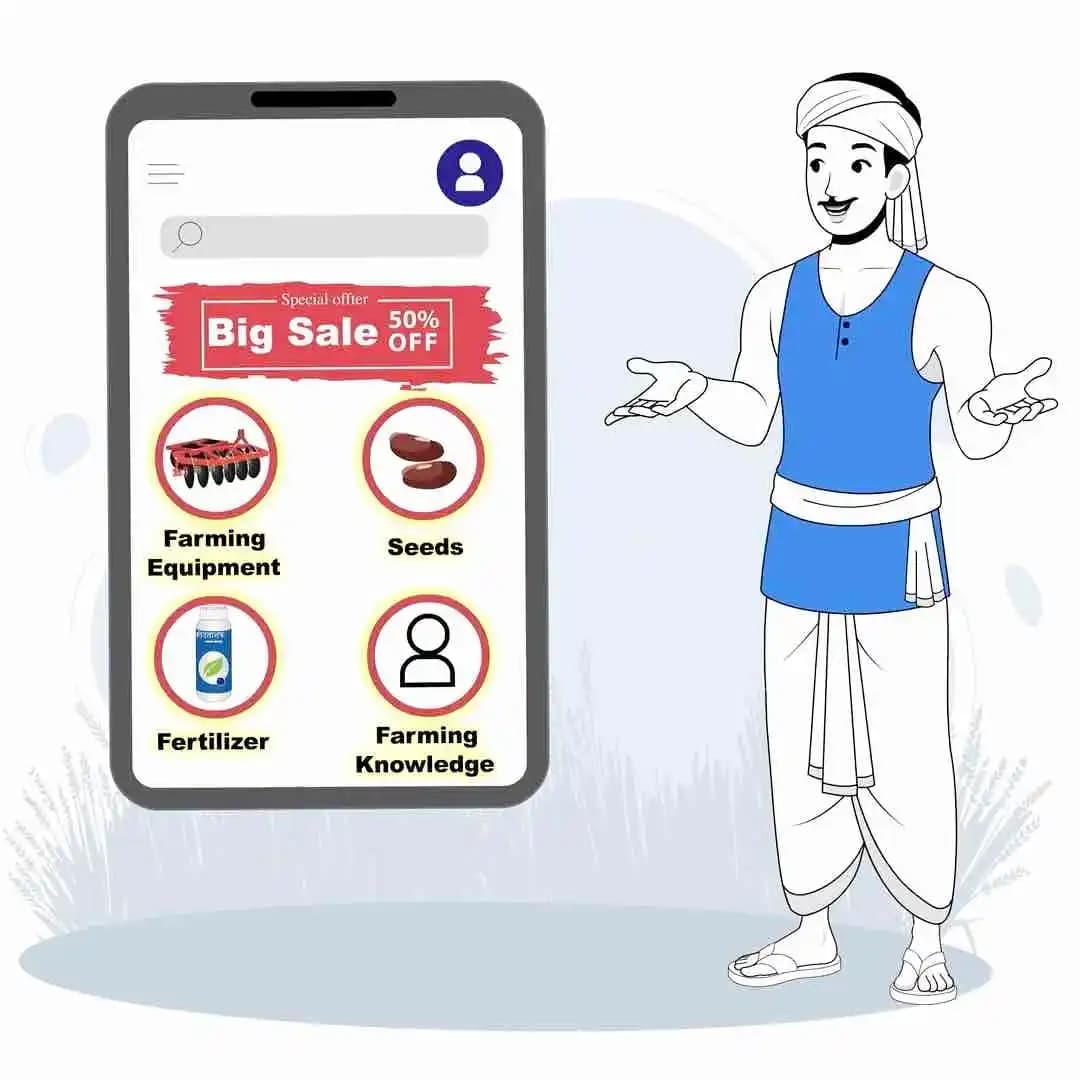 Indian village man farmer character talking animation cartoon vector AKA Ram Singh