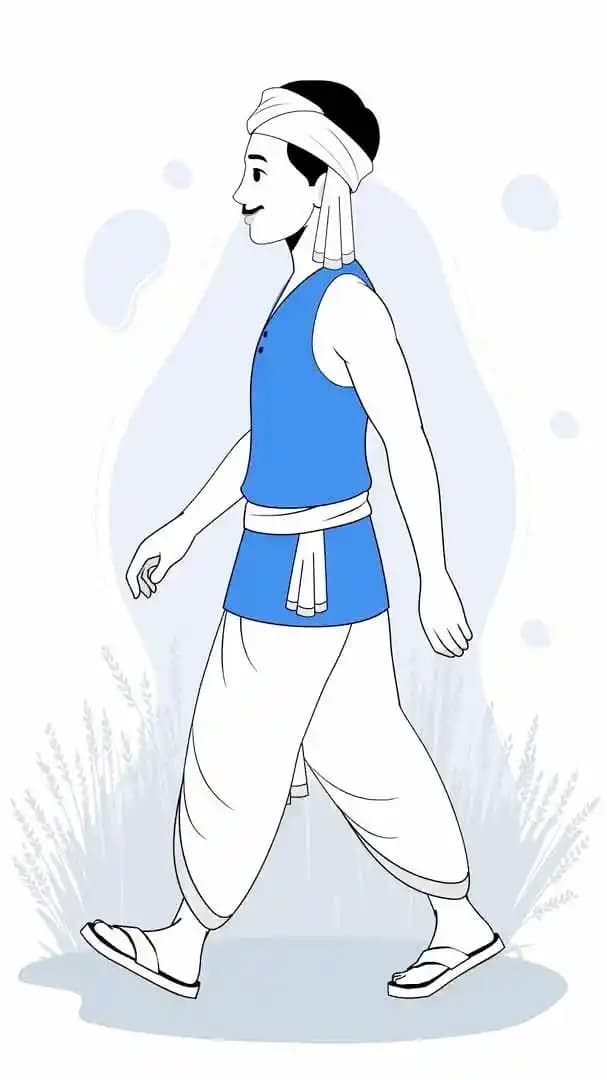 Indian village man farmer character side walk cycle animated cartoon vector AKA Ram Singh