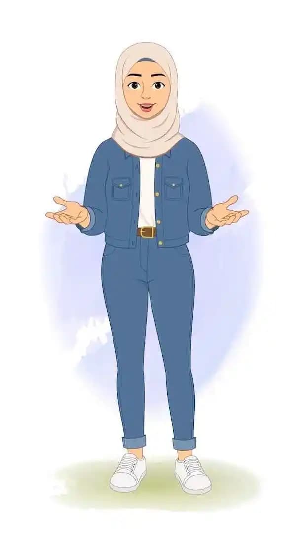 Hijab character in casual clothes talking animated vector AKA Mahira
