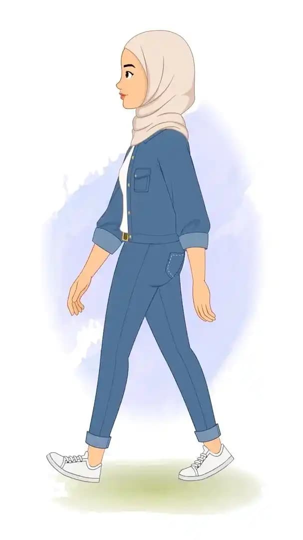 Hijab character in casual clothes side walk cycle animated vector AKA Mahira
