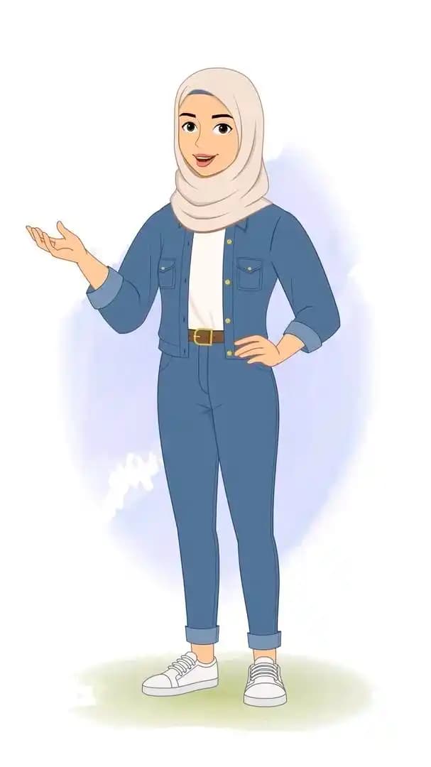Hijab character in casual clothes talking animated vector AKA Mahira