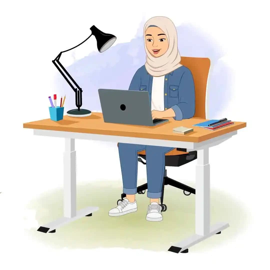 Hijab character in casual clothes working animated vector AKA Mahira