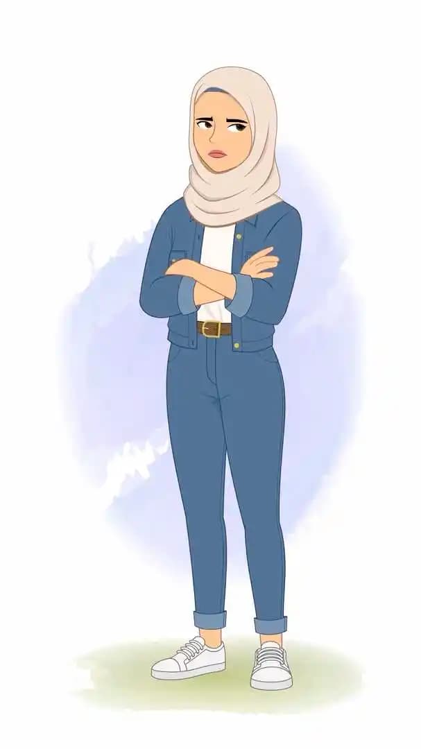 Hijab character in casual clothes annoyed animated vector AKA Mahira