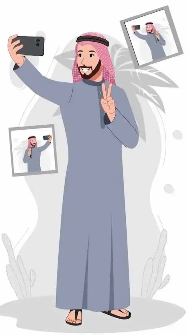 Cartoon male arab character taking selfie animated vector AKA Yusuf
