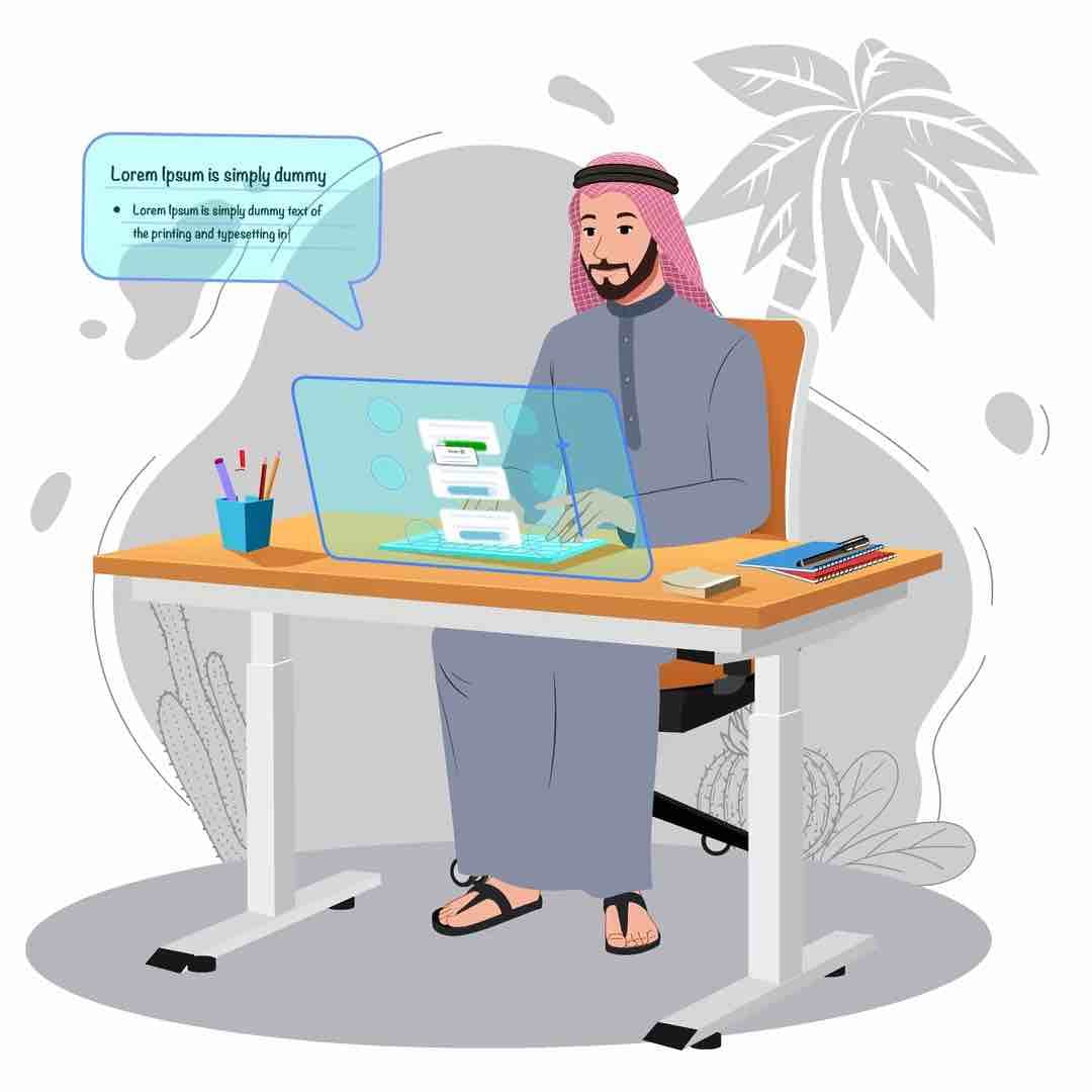 Cartoon male arab character working animated vector AKA Yusuf