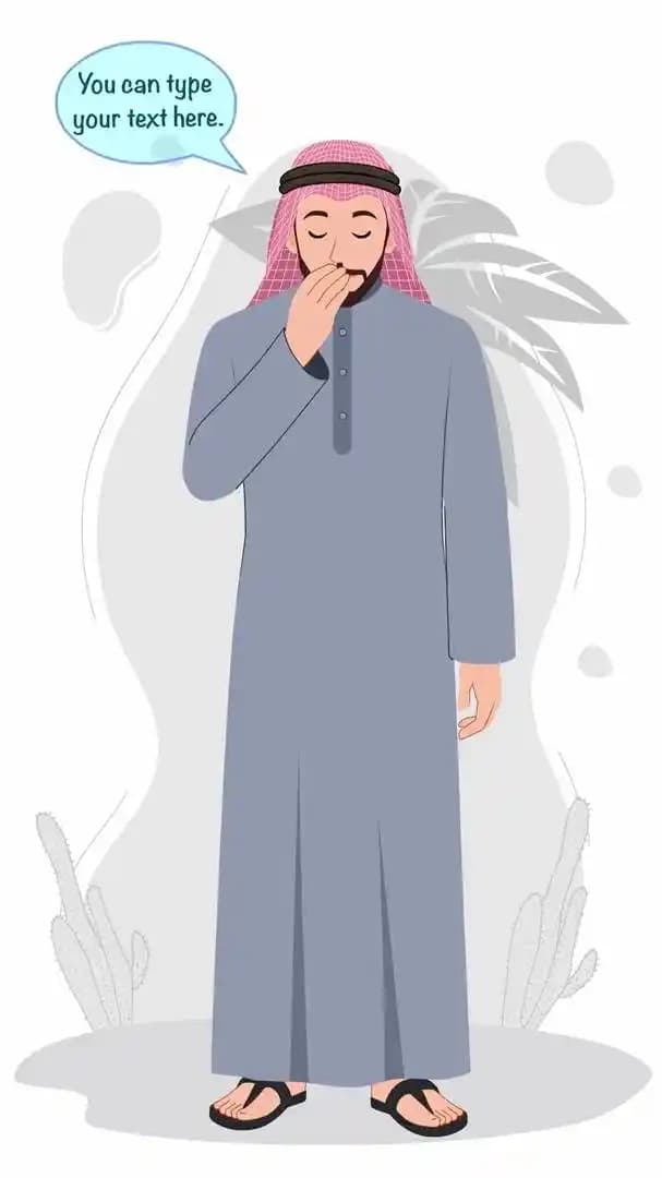 Cartoon male arab character doing aadab animated vector AKA Yusuf