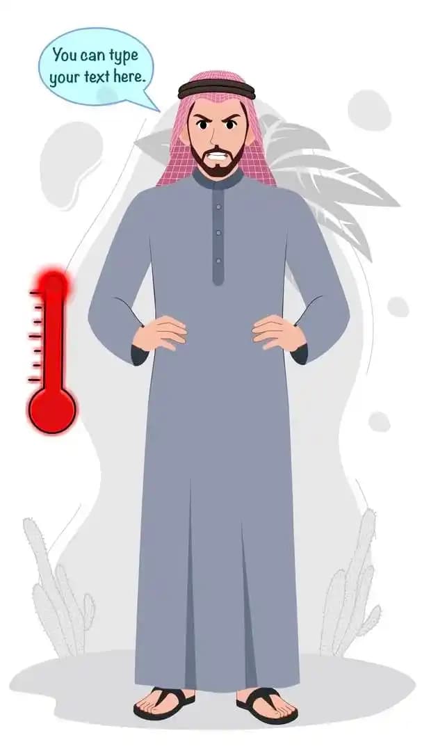 Cartoon male arab character angry animated vector AKA Yusuf