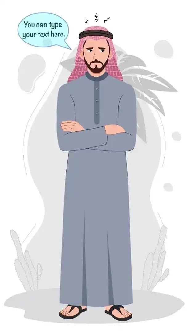 Cartoon male arab character annoyed animated vector AKA Yusuf