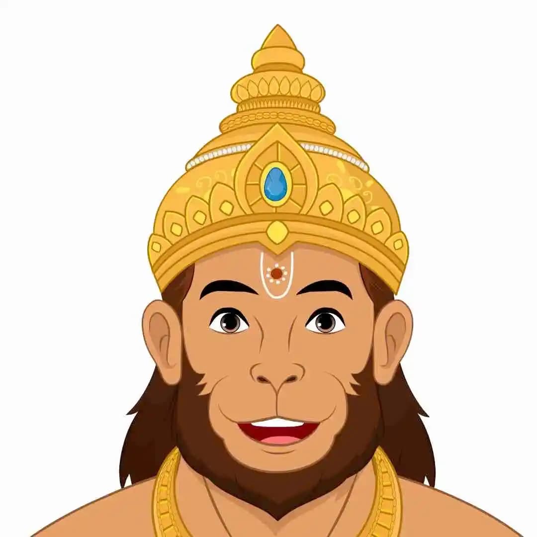 Lord Hanuman animated face expression vector cartoon character AKA Lord Hanuman
