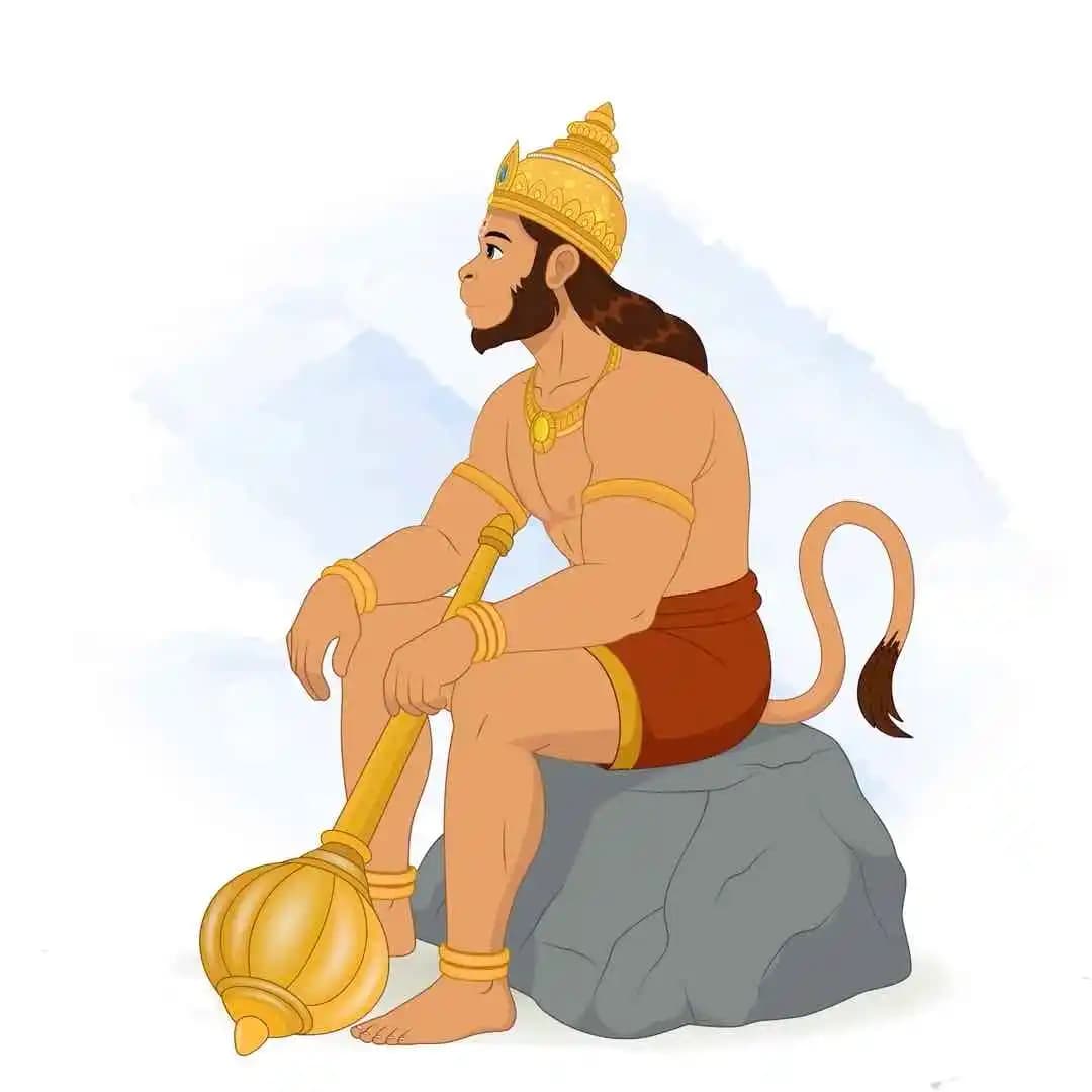 Lord Hanuman sitting animated vector cartoon character AKA Lord Hanuman