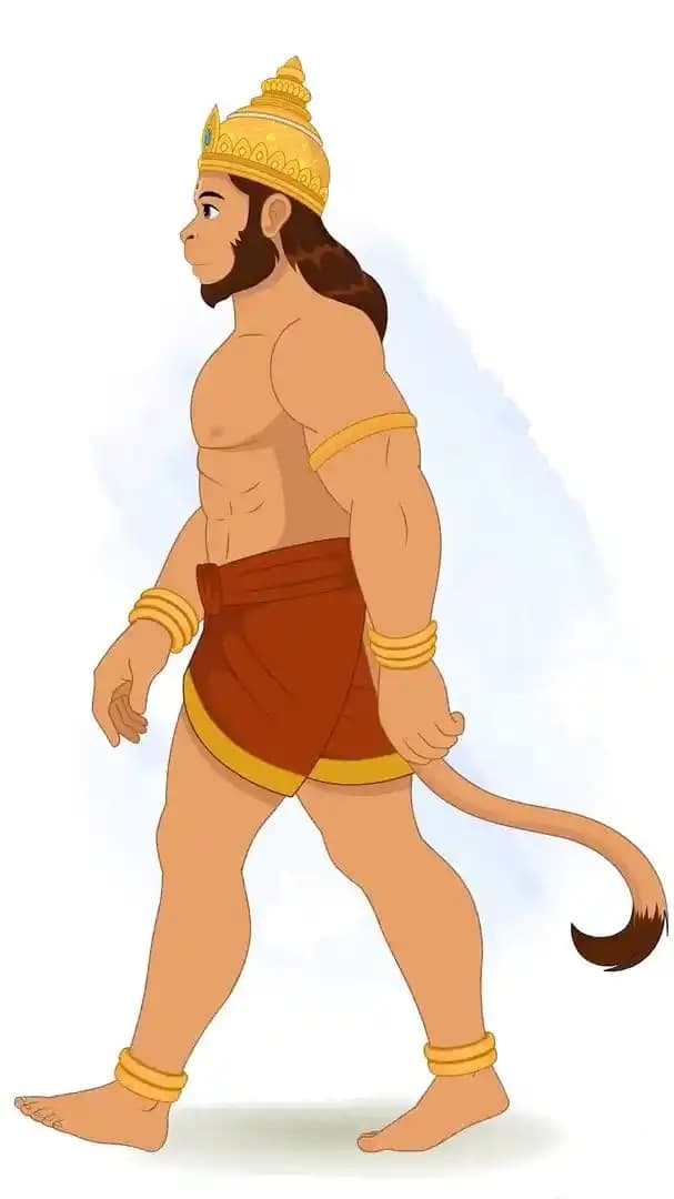 Lord Hanuman ji side walking animated vector cartoon character AKA Lord Hanuman