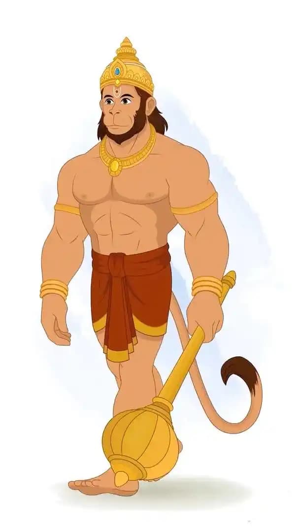 Lord Hanuman ji animated walking vector cartoon character AKA Lord Hanuman