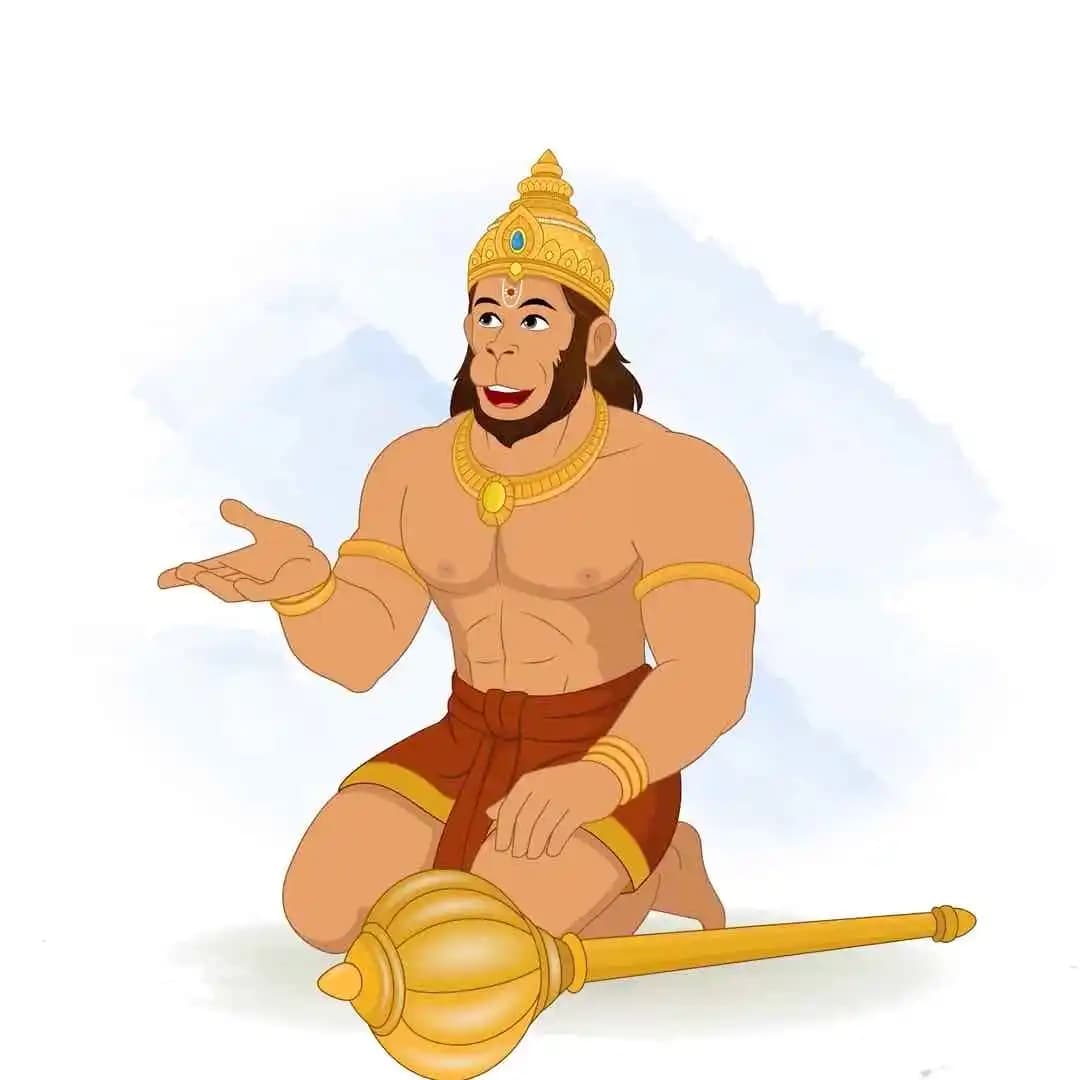 Lord Hanuman ji talking while sitting on ground animated vector cartoon character AKA Lord Hanuman