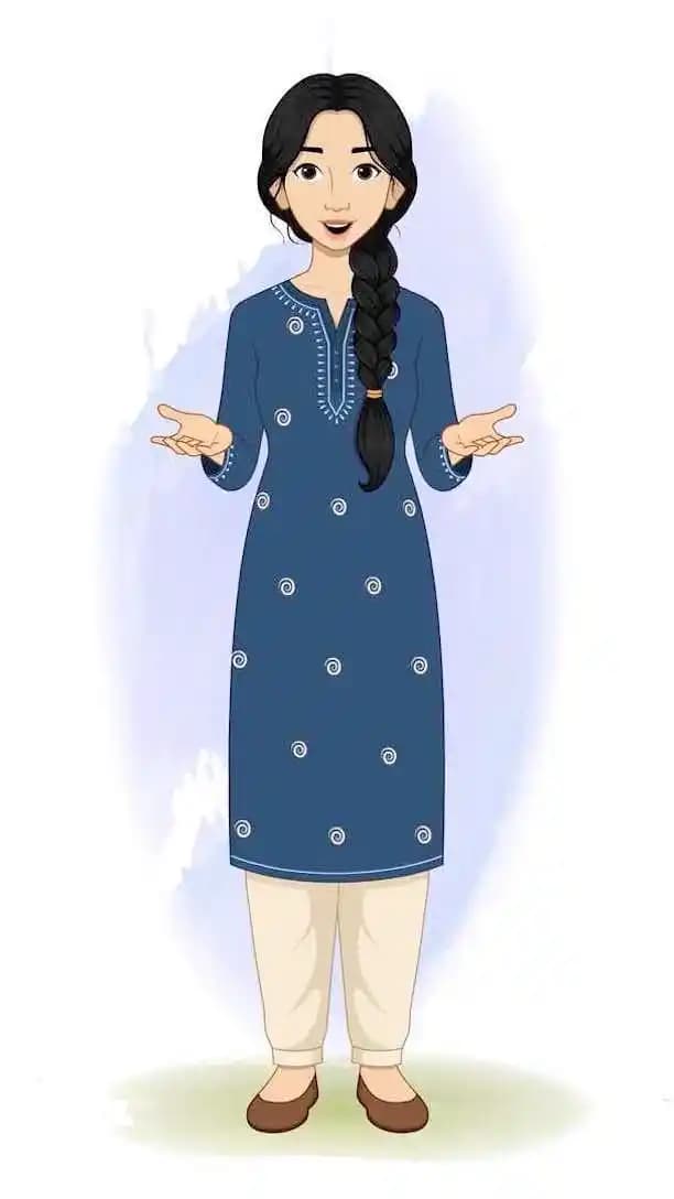 Pretty Indian woman talking pose animated vector cartoon character AKA Gauri