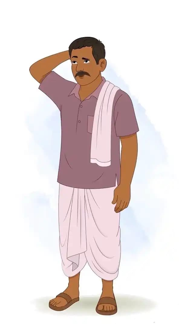 Confuse village man animated vector cartoon character AKA Harish