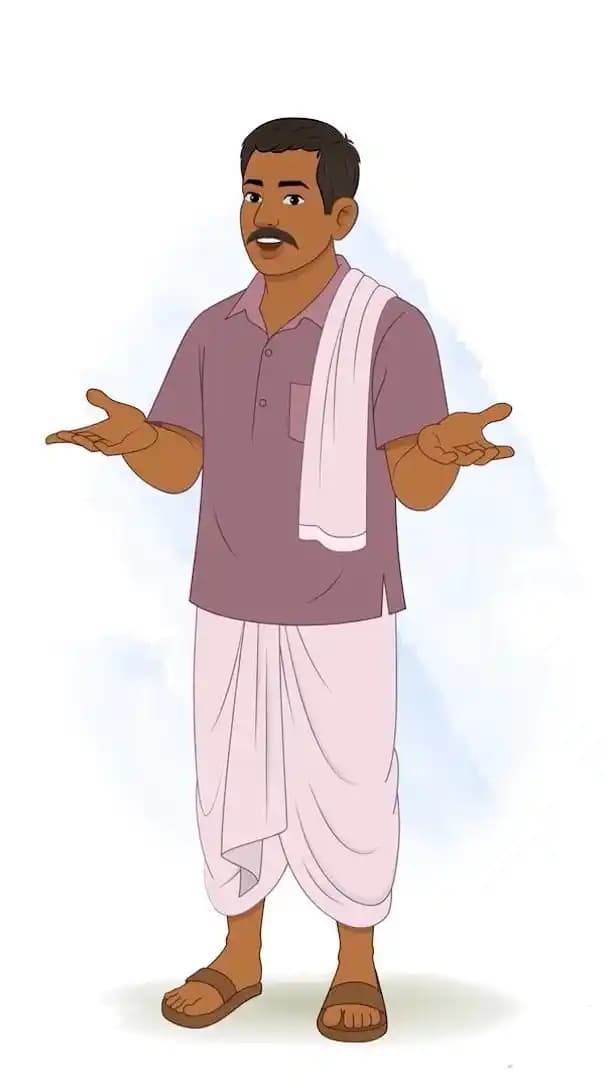 Indian farmer talking pose animated vector cartoon character AKA Harish