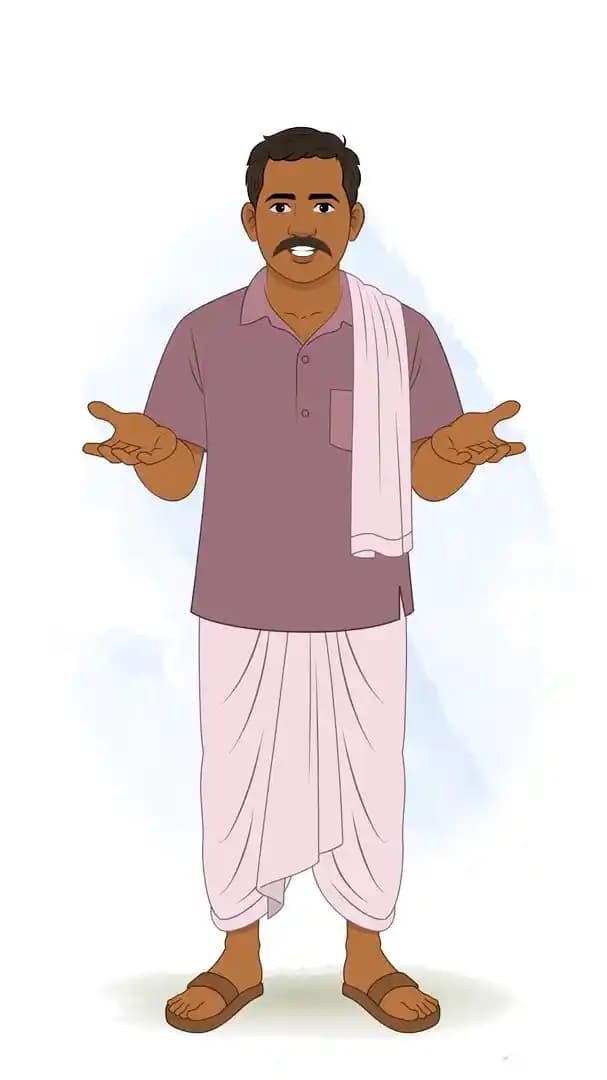 Village man front talking pose animated vector cartoon character AKA Harish