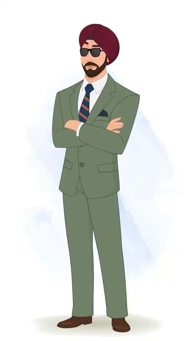 Confused Indian sardar animated vector cartoon character AKA Randeep Singh