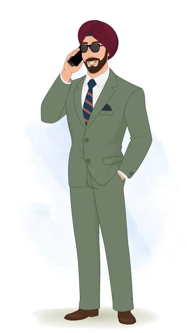 Young businessman talking on phone call animated vector cartoon character AKA Randeep Singh