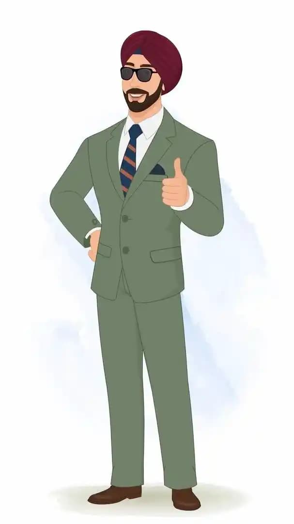 Businessman thumbs up pose animated vector cartoon character AKA Randeep Singh