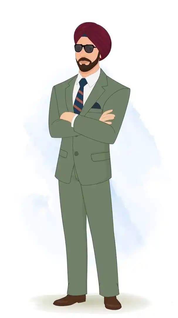 Annoyed turban man animated vector cartoon character AKA Randeep Singh