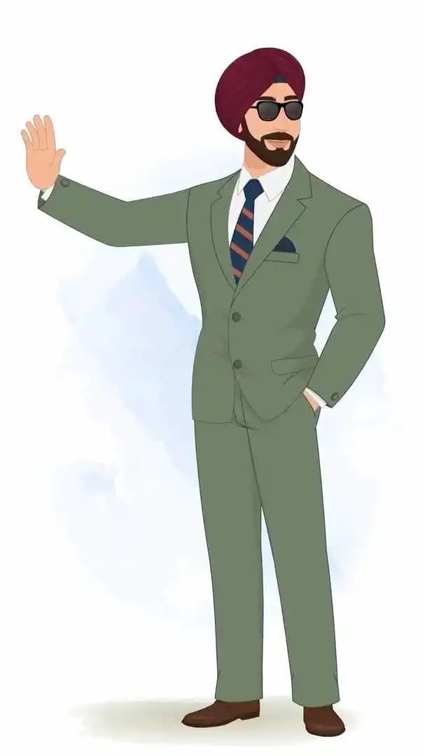 Beard man saying no animated vector cartoon character AKA Randeep Singh