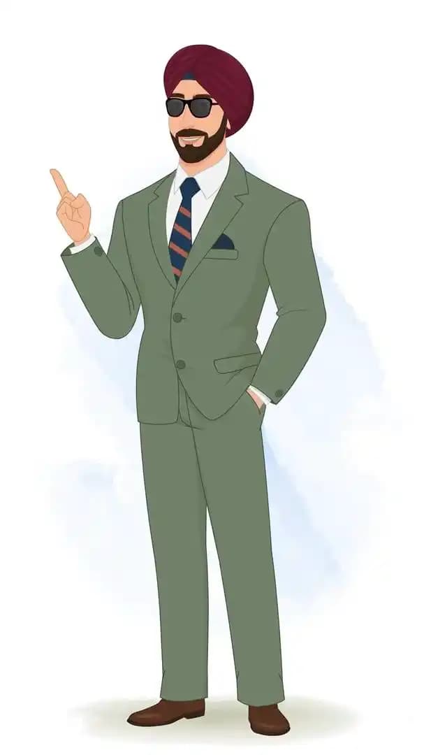 Indian sardar talking character animated vector cartoon AKA Randeep Singh