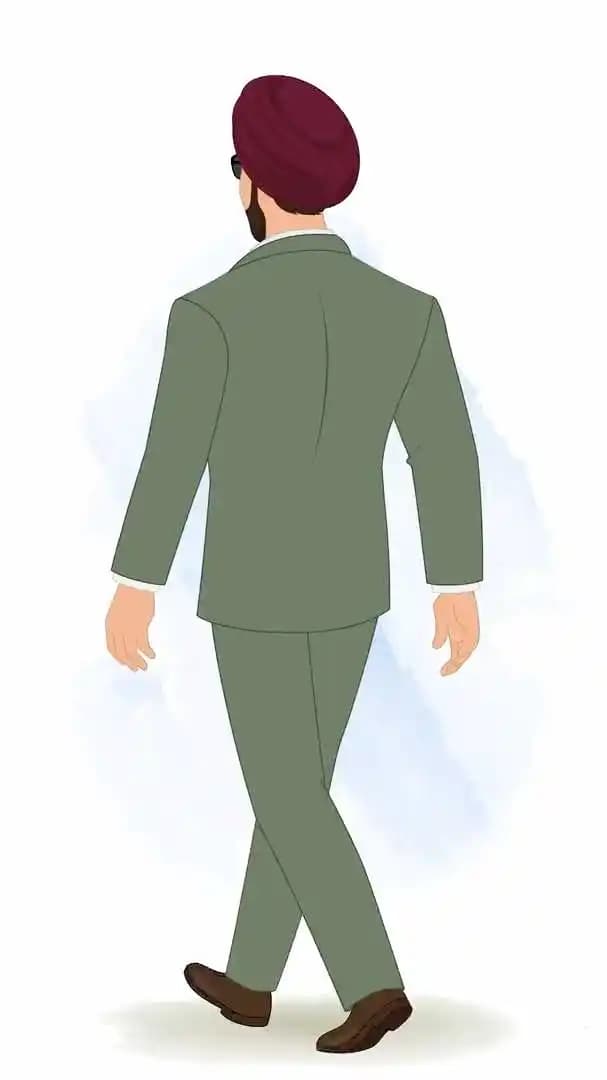 Indian sardar walking back third view animated vector cartoon character AKA Randeep Singh