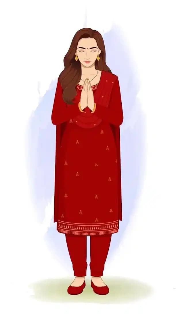 Pretty lady greeting pose animated vector cartoon character AKA Priya