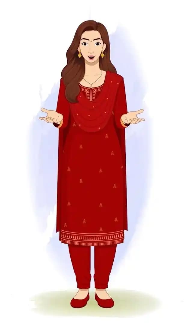 Beautiful Indian woman talking pose animated vector cartoon character AKA Priya